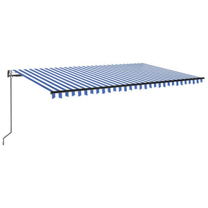 Tenda Automatica con Sensore Vento e LED 500x300 cm Blu Bianca 3069151