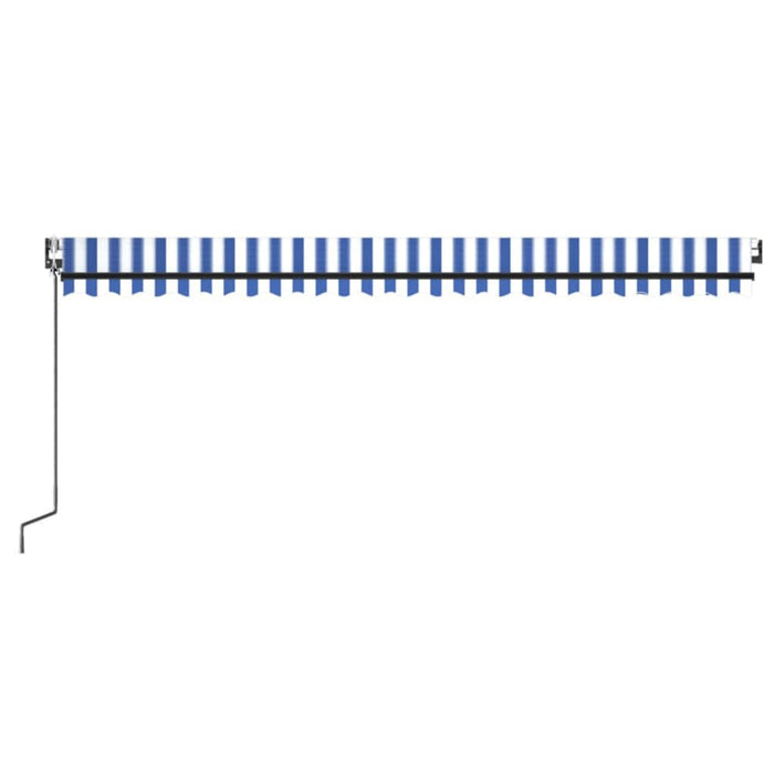 Tenda Automatica con Sensore Vento e LED 500x300 cm Blu Bianca 3069151