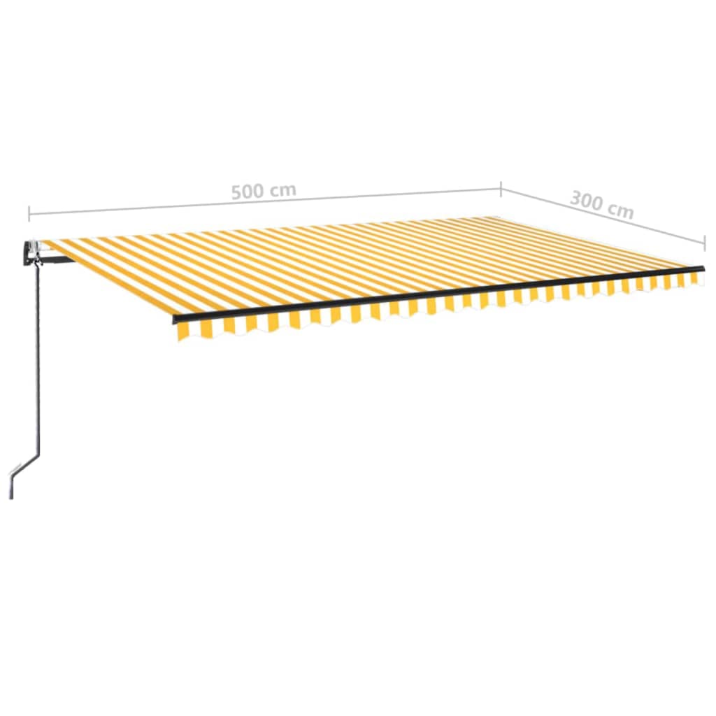 Tenda Automatica Sensore Vento e LED 500x300 cm Gialla Bianca 3069153