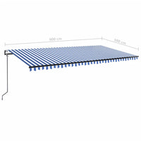 Tenda Automatica con Sensore Vento e LED 600x300 cm Blu Bianca 3069171
