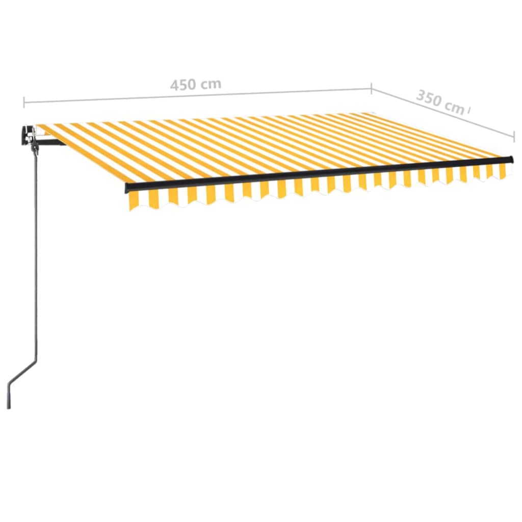 Tenda da Sole Retrattile Manuale LED 450x350 cm Giallo Bianco 3069203
