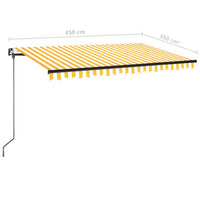 Tenda da Sole Retrattile Manuale LED 450x350 cm Giallo Bianco 3069203