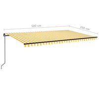Tenda da Sole Retrattile Manuale 500x350 cm Gialla e Bianca 3069218