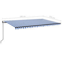 Tenda Automatica con Sensore Vento e LED 500x350 cm Blu Bianca 3069231