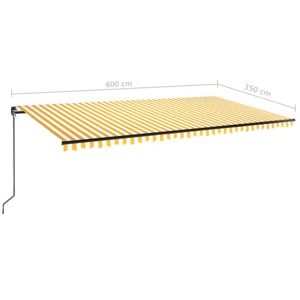 Tenda da Sole Retrattile Manuale 600x350 cm Gialla e Bianca 3069238