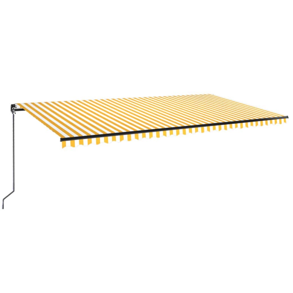 Tenda da Sole Retrattile Manuale LED 600x350 cm Gialla e Bianca cod mxl 43654