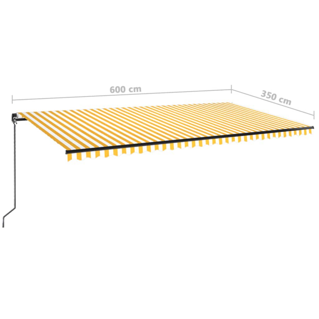 Tenda da Sole Retrattile Manuale LED 600x350 cm Gialla e Bianca cod mxl 43654
