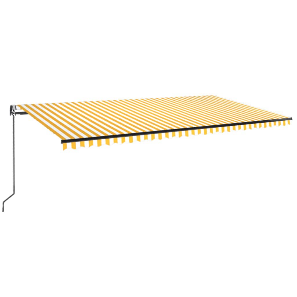 Tenda Automatica Sensore Vento e LED 600x350 cm Gialla Bianca 3069253