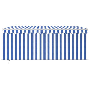 Tenda Sole Retrattile Manuale con LED 3x2,5m Blu e Bianco 3069261