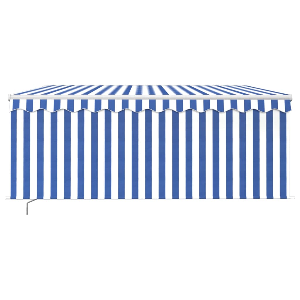 Tenda Sole Retrattile Manuale con LED 3x2,5m Blu e Bianco 3069261