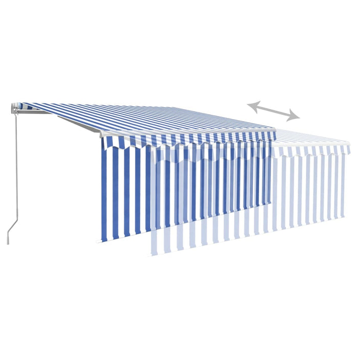 Tenda Sole Retrattile Manuale con LED 3x2,5m Blu e Bianco 3069261