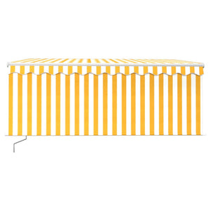 Tenda Sole Retrattile Manuale Parasole LED 3x2,5m Gialla Bianca 3069263