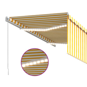 Tenda Sole Retrattile Manuale Parasole LED 3x2,5m Gialla Bianca 3069263