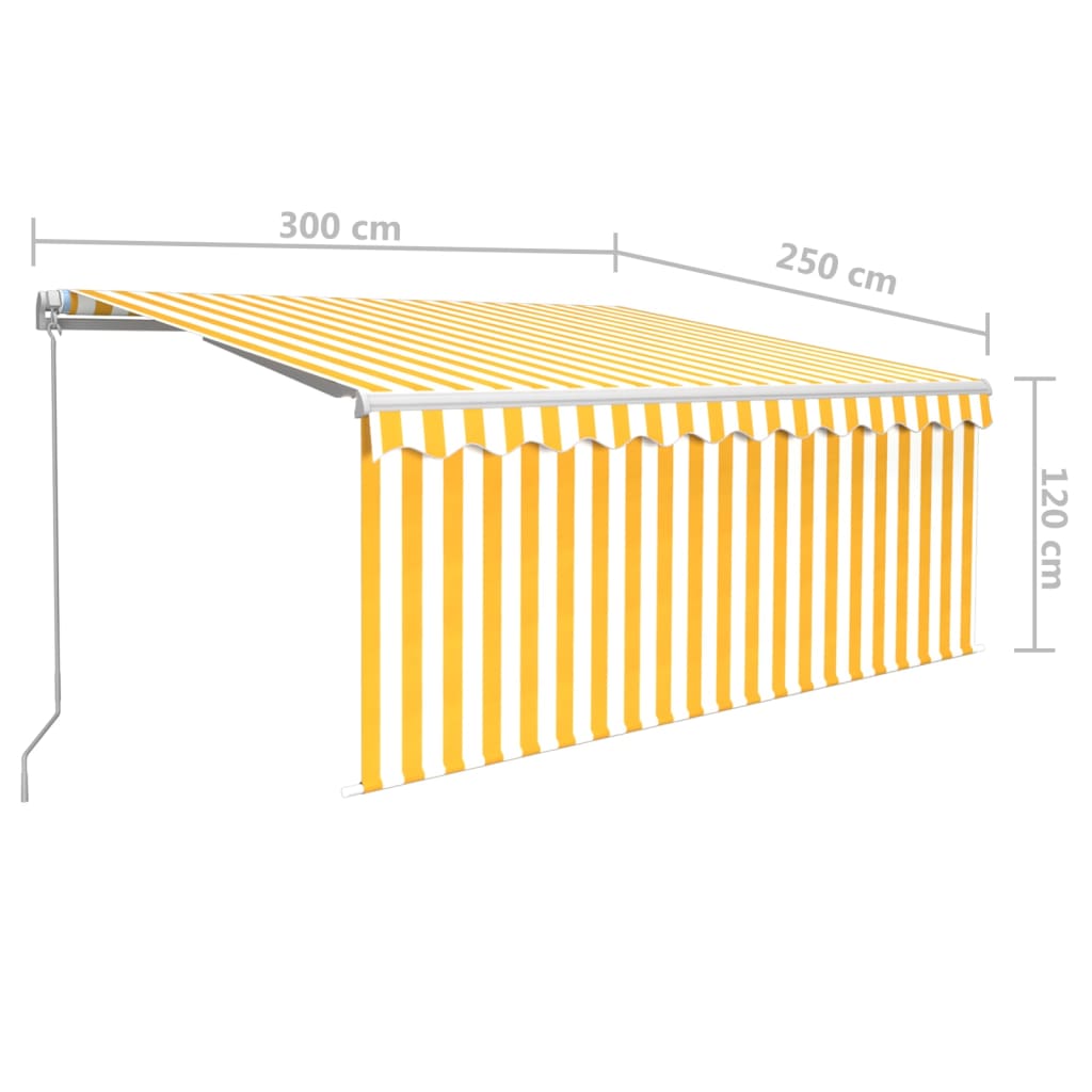 Tenda Sole Retrattile Manuale Parasole LED 3x2,5m Gialla Bianca 3069263