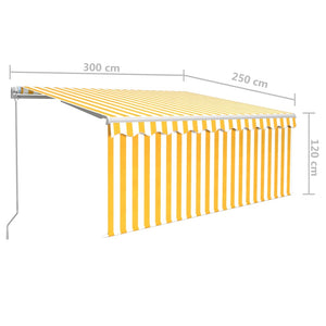 Tenda Sole Retrattile Manuale Parasole LED 3x2,5m Gialla Bianca 3069263