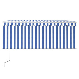 Tenda Sole Retrattile Automatica con Parasole 3x2,5m Blu Bianco 3069266