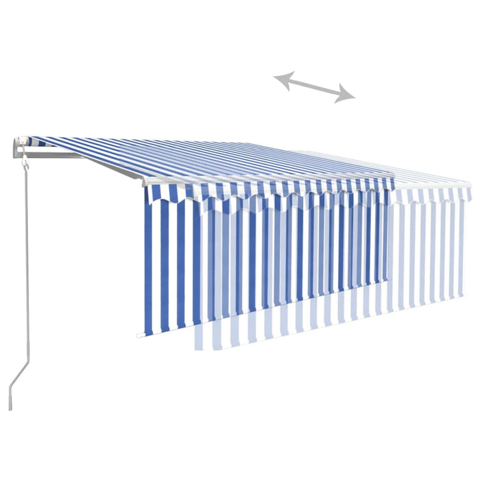 Tenda Sole Retrattile Automatica con Parasole 3x2,5m Blu Bianco 3069266