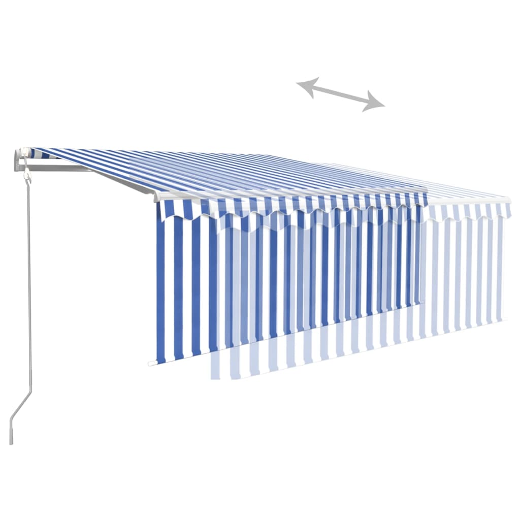 Tenda Sole Retrattile Automatica con Parasole 3x2,5m Blu Bianco 3069266