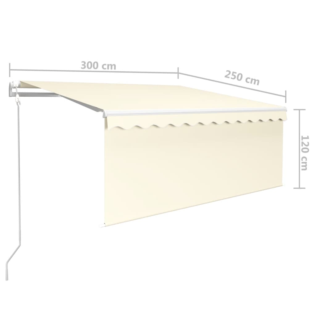 vidaXL Tenda Automatica con Parasole LED e Sensore Vento 3x2,5m Crema