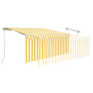 Tenda da Sole Retrattile Parasole LED 3,5x2,5m Gialla e Bianca 3069283