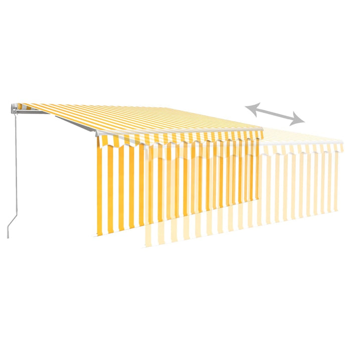 Tenda da Sole Retrattile Parasole LED 3,5x2,5m Gialla e Bianca 3069283