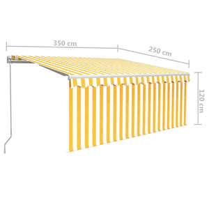 Tenda da Sole Retrattile Parasole LED 3,5x2,5m Gialla e Bianca 3069283