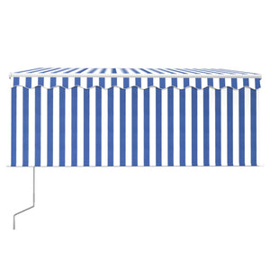 Tenda Sole Retrattile Automatica Parasole 3,5x2,5m Blu Bianco