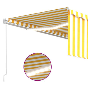 Tenda Sole Retrattile Manuale Parasole e LED 4x3m Gialla Bianca 3069303