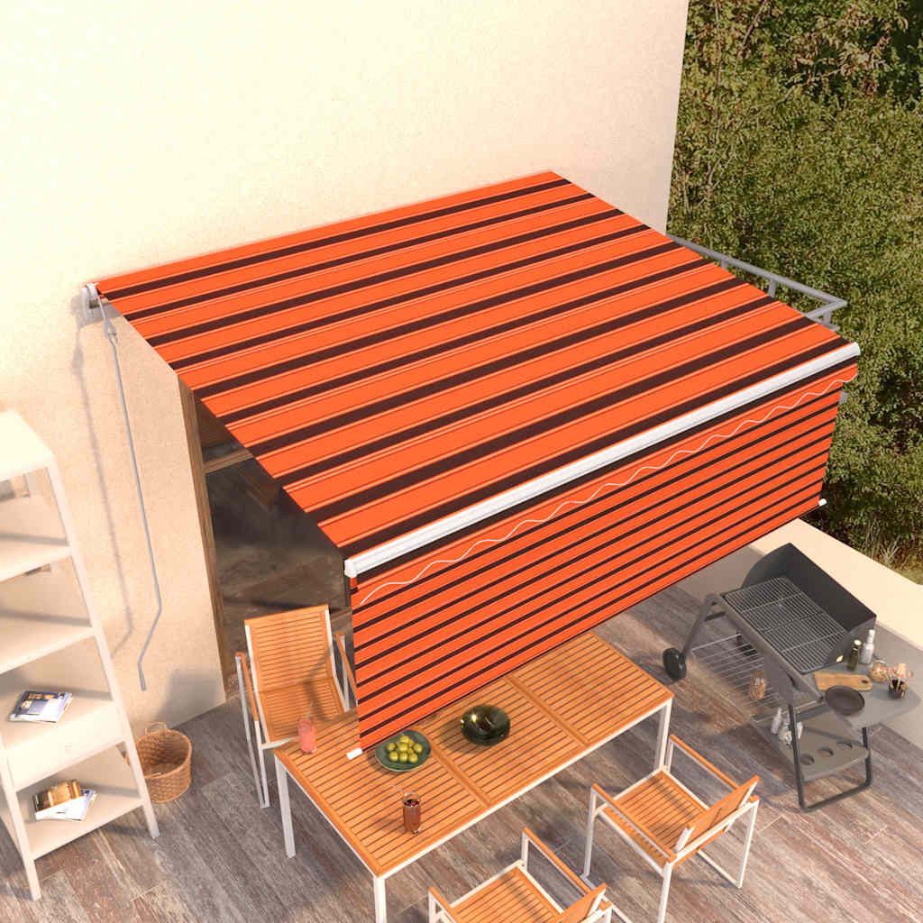 Tenda Retrattile Automatica con Parasole 4x3 m Arancio Marrone 3069310