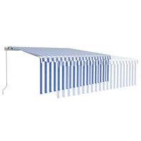 Tenda Sole Retrattile Manuale con Parasole 4,5x3m Blu e Bianco 3069316