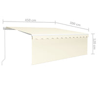 Tenda da Sole Retrattile Manuale e Parasole 4,5x3 m Crema cod mxl 58489