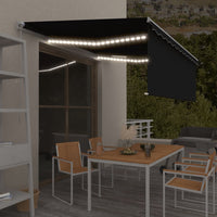 vidaXL Tenda da Sole Retrattile Manuale con LED 4,5x3 m Antracite