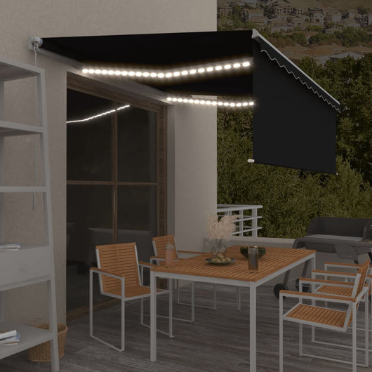 Tenda da Sole Retrattile Manuale con LED 4,5x3 m Antracite 3069324