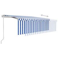 Tenda Sole Retrattile Automatica con Parasole 4x3,5m Blu Bianco 3069326