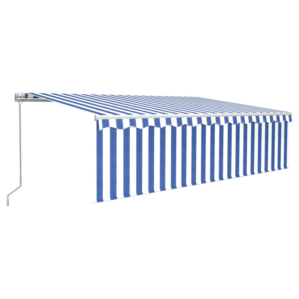 Tenda da Sole Retrattile Manuale con Parasole 5x3m Blu e Bianco 3069336