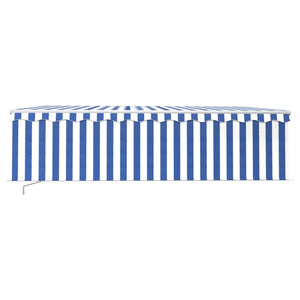 Tenda da Sole Retrattile Manuale con Parasole 5x3m Blu e Bianco 3069336