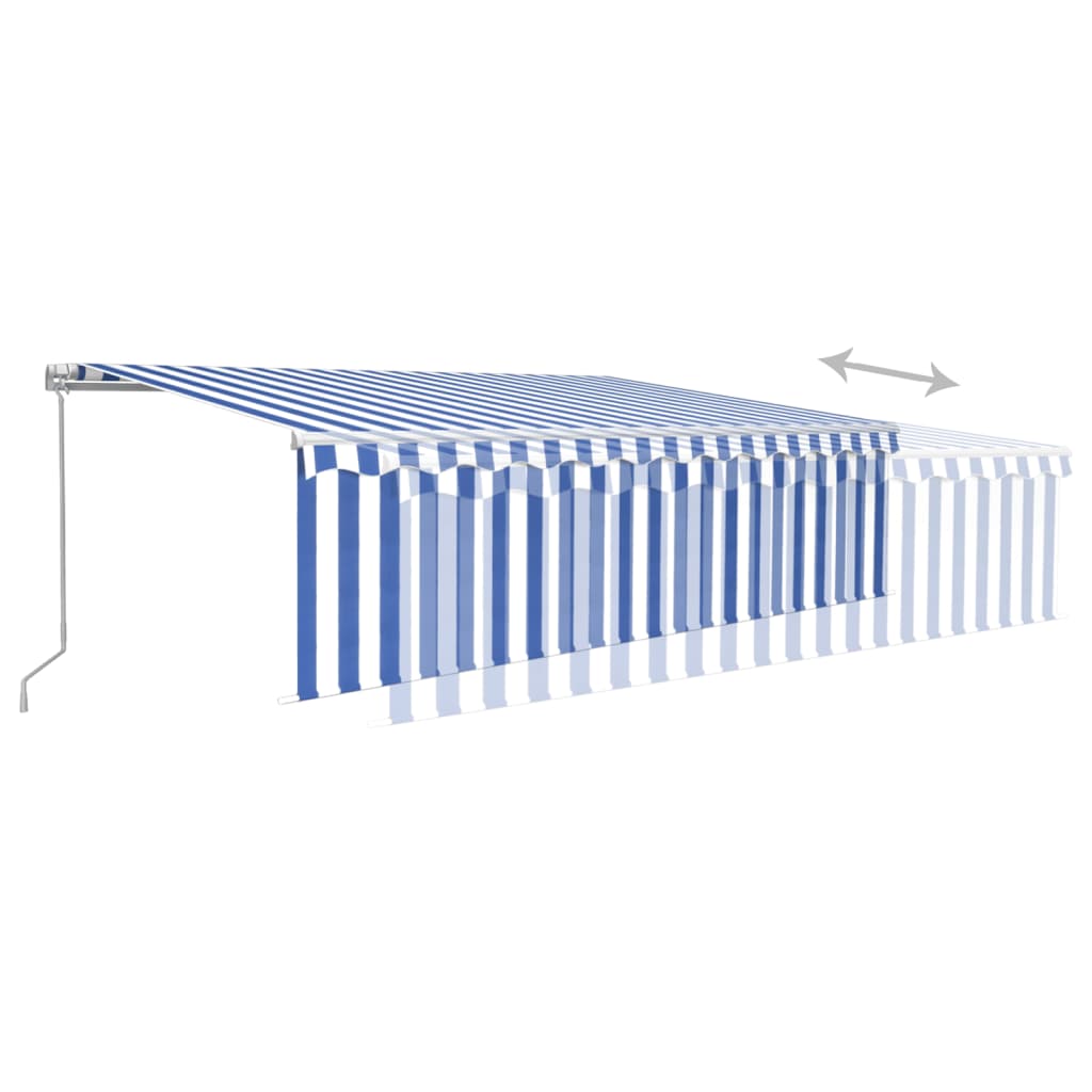 Tenda da Sole Retrattile Manuale con Parasole 5x3m Blu e Bianco 3069336
