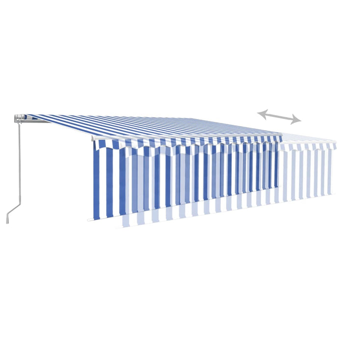Tenda da Sole Retrattile Manuale con Parasole 5x3m Blu e Bianco 3069336