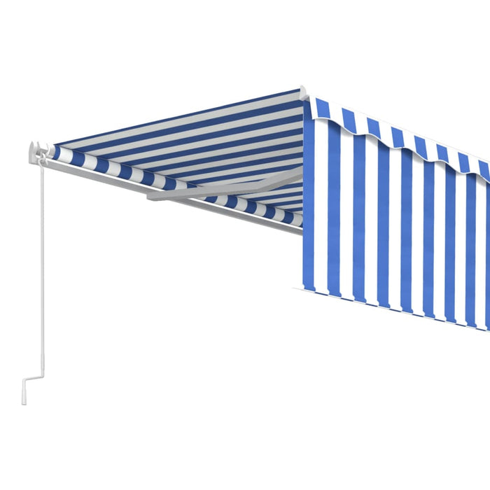 Tenda da Sole Retrattile Manuale con Parasole 5x3m Blu e Bianco 3069336