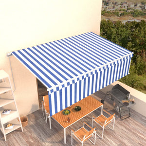 Tenda da Sole Retrattile Manuale con Parasole 5x3m Blu e Bianco 3069336