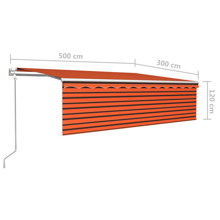 Tenda Sole Retrattile Automatica Parasole 5x3m Arancio Marrone 3069350