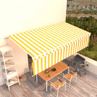 Tenda Sole Retrattile Manuale con Parasole 6x3m Gialla Bianca 3069358