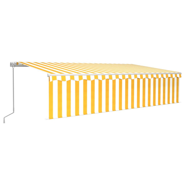 Tenda Sole Retrattile Manuale Parasole e LED 6x3m Gialla Bianca 3069363