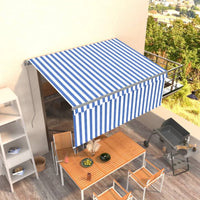 Tenda da Sole Retrattile Manuale con Parasole 3x2,5m Blu Bianca