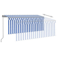 Tenda Sole Retrattile Manuale con LED 3x2,5m Blu e Bianco 3069381