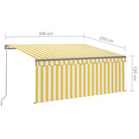 Tenda Sole Retrattile Manuale Parasole LED 3x2,5m Gialla Bianca 3069383