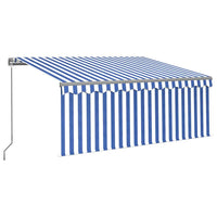 Tenda Sole Retrattile Manuale con LED 3,5x2,5 m Blu e Bianco 3069401