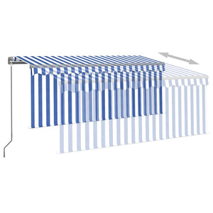Tenda Sole Retrattile Manuale con LED 3,5x2,5 m Blu e Bianco 3069401