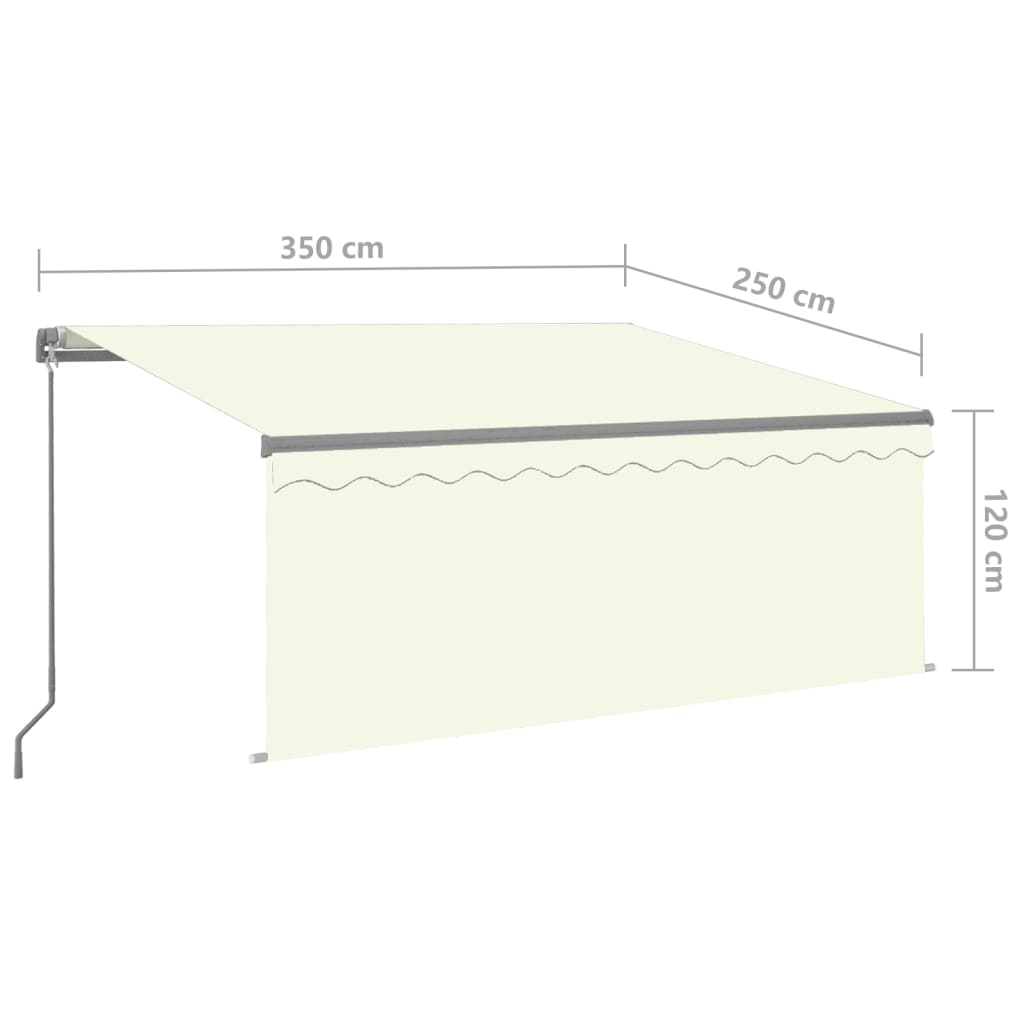 Tenda da Sole Retrattile Manuale con LED 3,5x2,5 m Crema 3069402