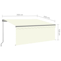 Tenda da Sole Retrattile Manuale con LED 3,5x2,5 m Crema 3069402